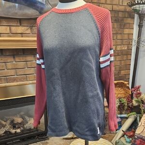 Covington Brand 100% cotton Ribbed Striped Arms Sweater Size XL 18